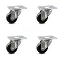 Service Caster 3 Inch Swivel Large Top Plate Caster with Polyolefin Wheel SCC, 4PK SCC-C20S314-POD-TP3-4